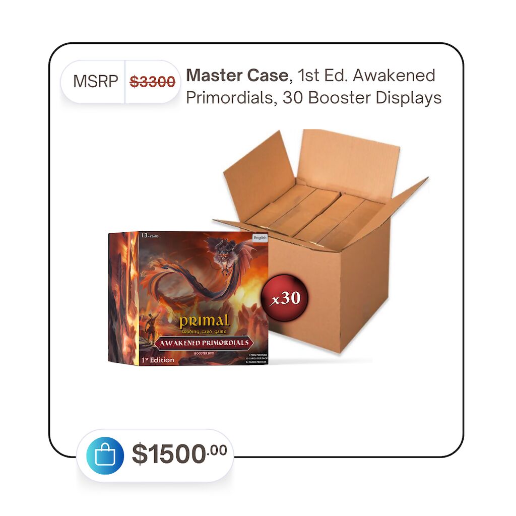 what is msrp booster box Primal TCG 1st Ed Awakened Primordials Booster Box Master Case (30 Dis – ICv2 Direct