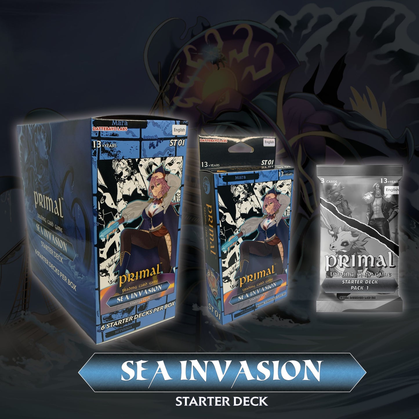 Primal TCG Sea Invasion Starter Deck ST01 Case Display (6 ST01 Starter Decks)